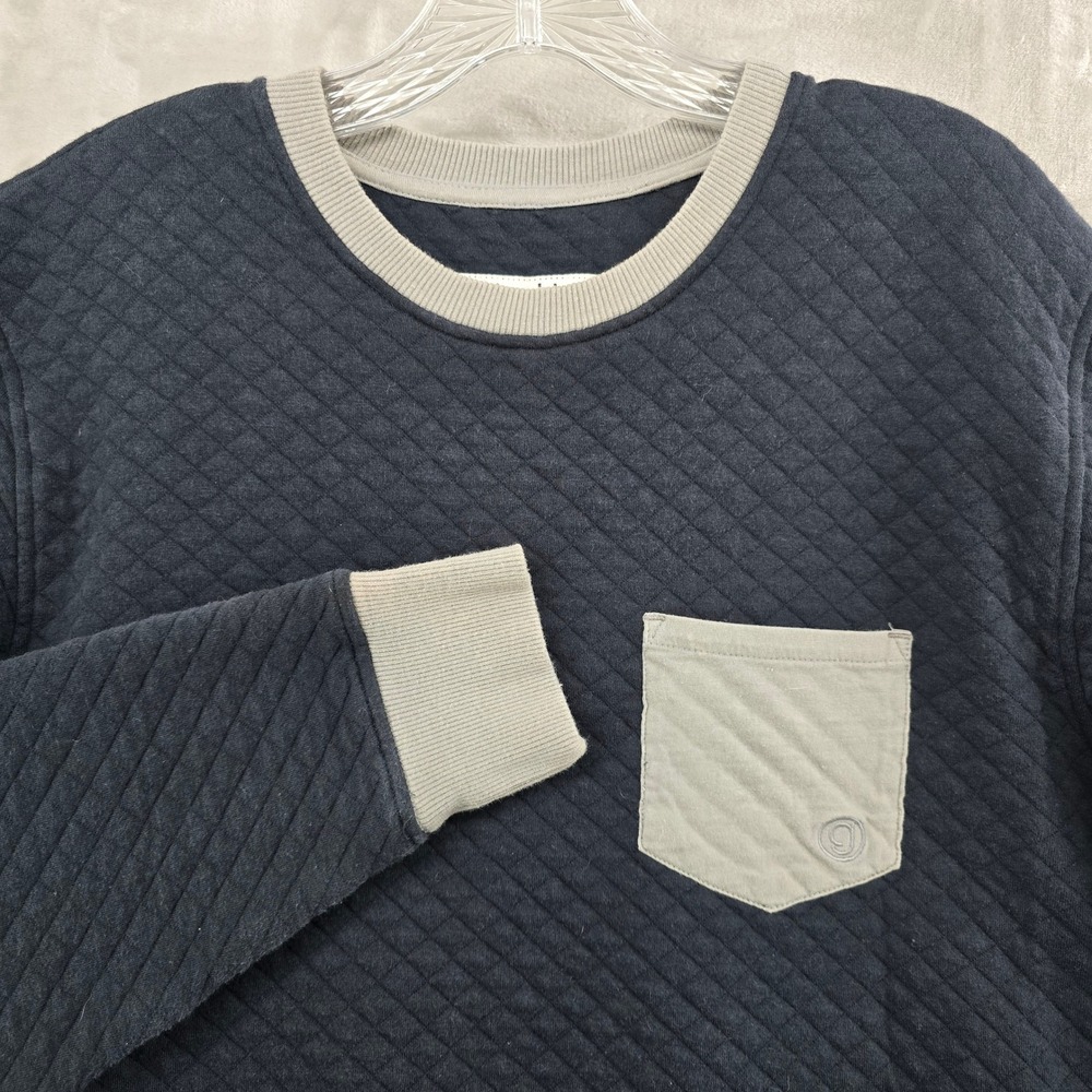 Gramicci‎ Sweatshirt Mens Medium Navy Blue Quilted Diamond Knit Crewneck Pocket